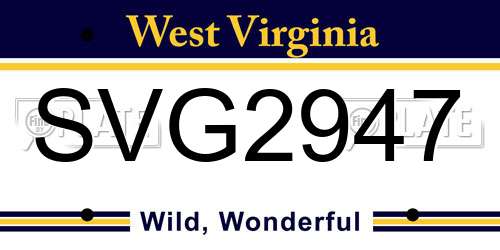 SVG2947 West Virginia License Plate