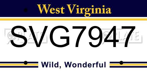 SVG7947 West Virginia License Plate