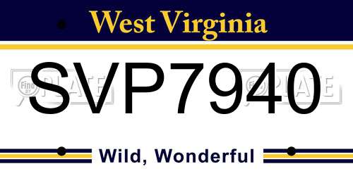 SVP7940 West Virginia License Plate