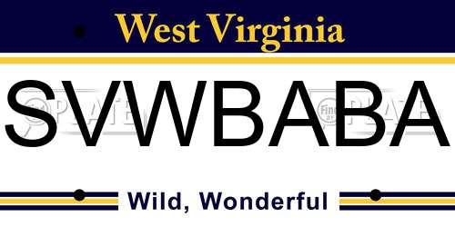 SVWBABA West Virginia License Plate