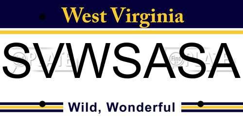 SVWSASA West Virginia License Plate