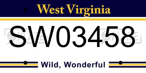 SW03458 West Virginia License Plate