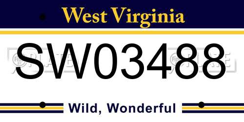 SW03488 West Virginia License Plate