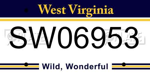 SW06953 West Virginia License Plate
