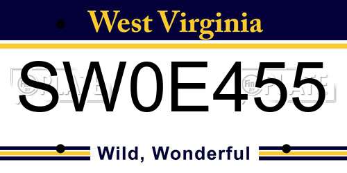SW0E455 West Virginia License Plate