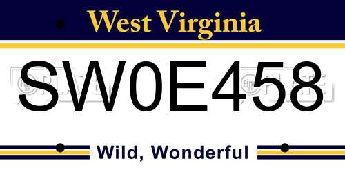 SW0E458 West Virginia License Plate