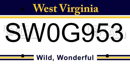 SW0G953 West Virginia License Plate