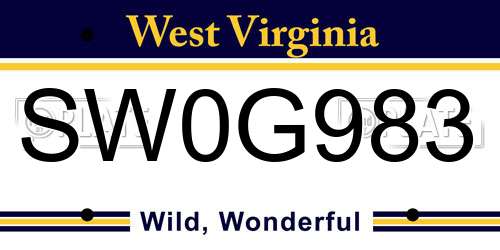 SW0G983 West Virginia License Plate