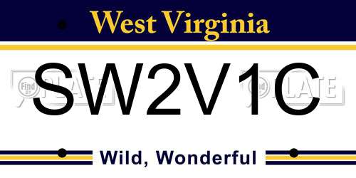 SW2V1C West Virginia License Plate