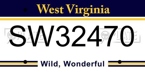 SW32470 West Virginia License Plate
