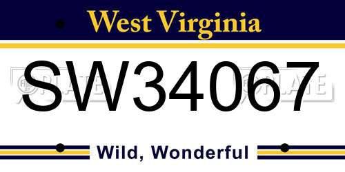 SW34067 West Virginia License Plate