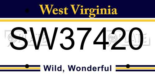 SW37420 West Virginia License Plate