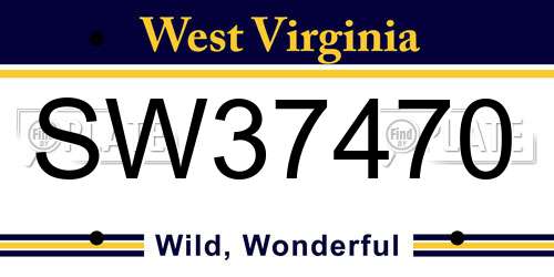SW37470 West Virginia License Plate