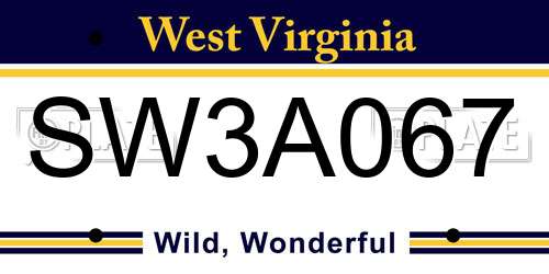 SW3A067 West Virginia License Plate