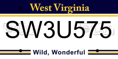 SW3U575 West Virginia License Plate