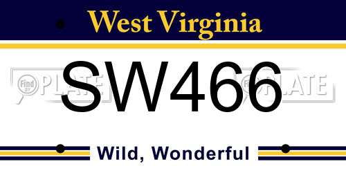 SW466 West Virginia License Plate