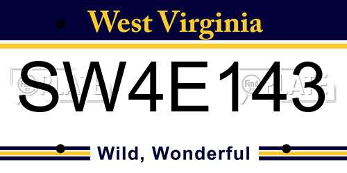 SW4E143 West Virginia License Plate