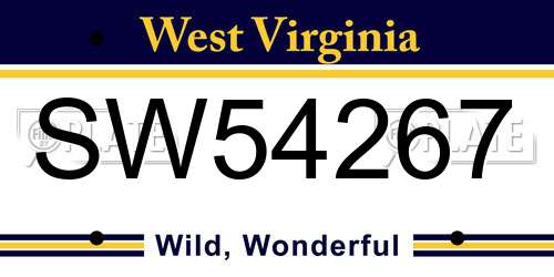 SW54267 West Virginia License Plate