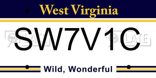 SW7V1C West Virginia License Plate