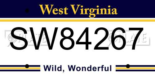 SW84267 West Virginia License Plate