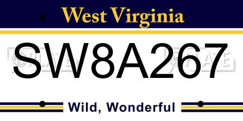 SW8A267 West Virginia License Plate