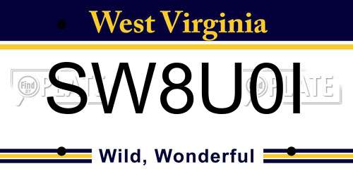 SW8U0I West Virginia License Plate