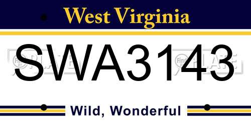 SWA3143 West Virginia License Plate