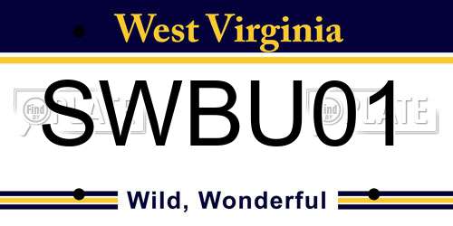 SWBU01 West Virginia License Plate
