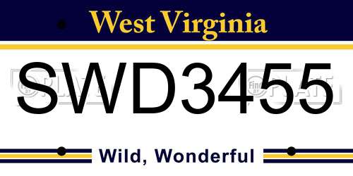 SWD3455 West Virginia License Plate