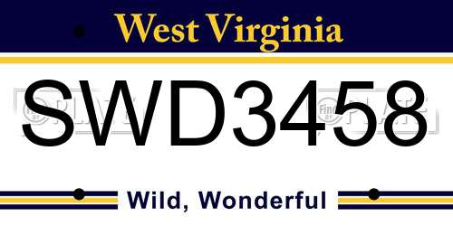 SWD3458 West Virginia License Plate