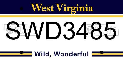 SWD3485 West Virginia License Plate