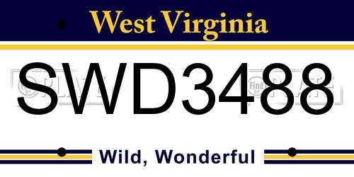 SWD3488 West Virginia License Plate