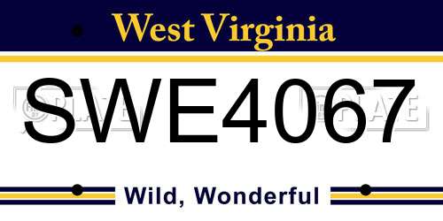 SWE4067 West Virginia License Plate