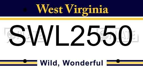 SWL2550 West Virginia License Plate
