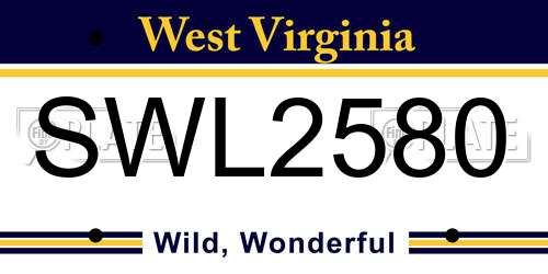 SWL2580 West Virginia License Plate