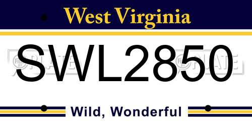 SWL2850 West Virginia License Plate