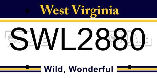 SWL2880 West Virginia License Plate