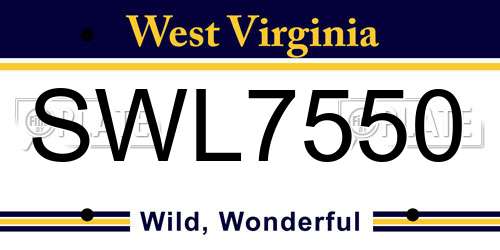 SWL7550 West Virginia License Plate