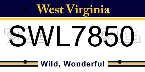 SWL7850 West Virginia License Plate