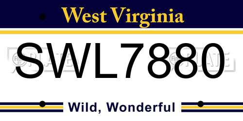 SWL7880 West Virginia License Plate
