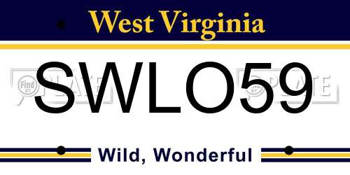 SWLO59 West Virginia License Plate
