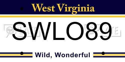 SWLO89 West Virginia License Plate