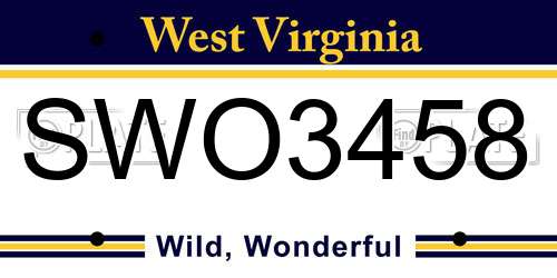SWO3458 West Virginia License Plate
