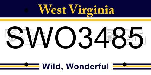 SWO3485 West Virginia License Plate