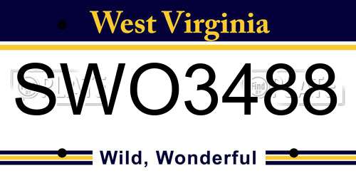 SWO3488 West Virginia License Plate