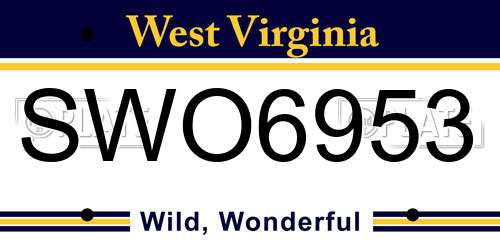 SWO6953 West Virginia License Plate