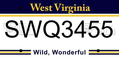 SWQ3455 West Virginia License Plate
