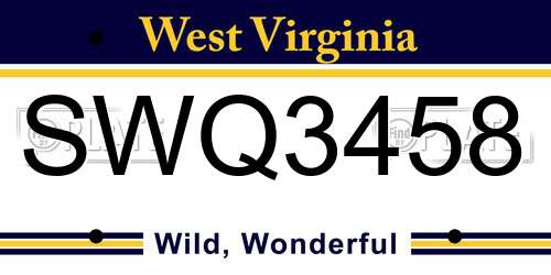 SWQ3458 West Virginia License Plate