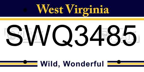 SWQ3485 West Virginia License Plate