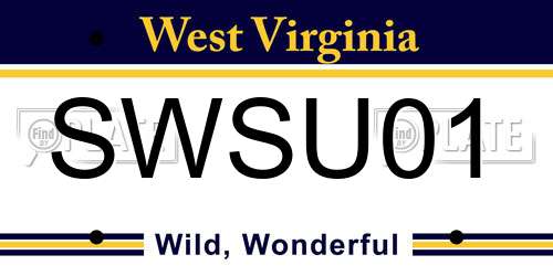 SWSU01 West Virginia License Plate